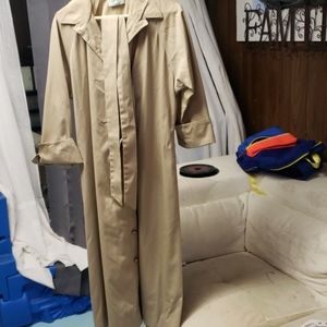 A vintage khaki tan trench coat